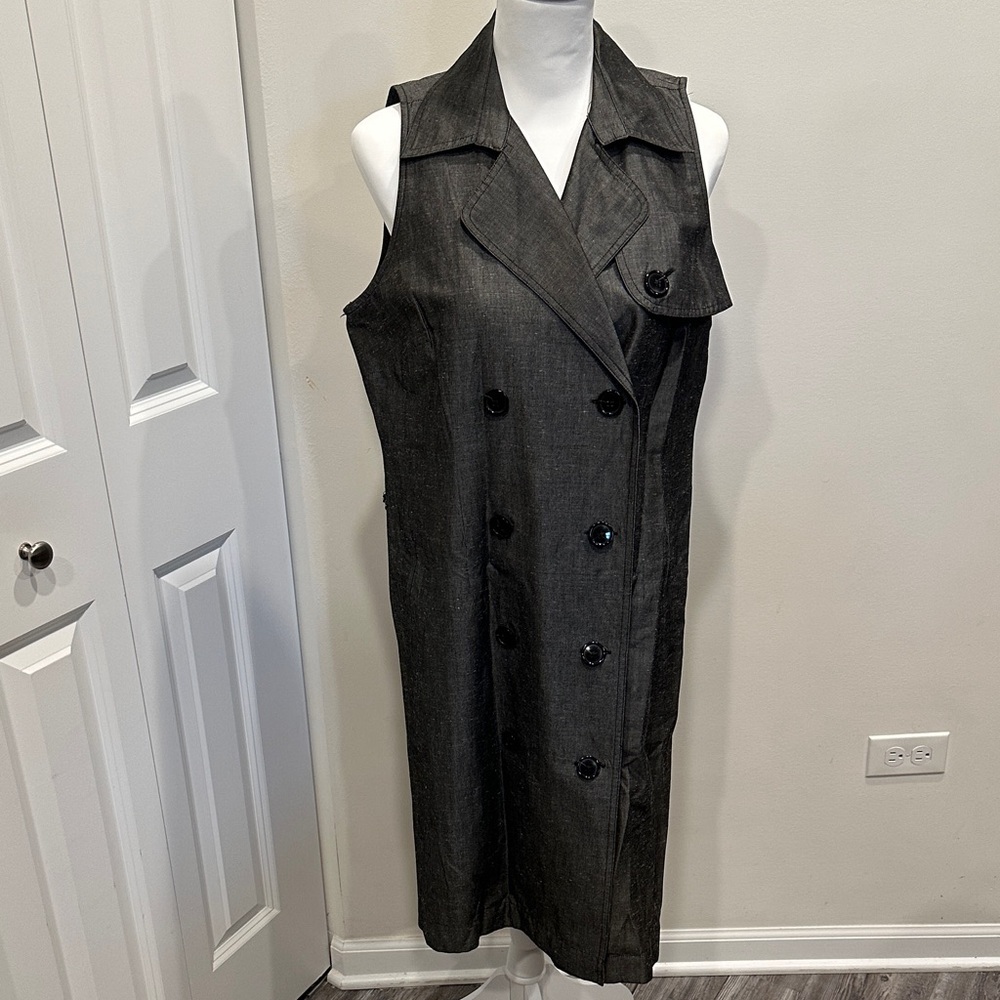 Ann Taylor Charcoal Double-Breasted Midi Dress